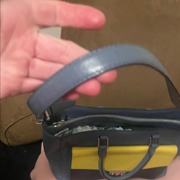 Tory Burch Navy and Yellow Leather Tote - Picture 8 of 17